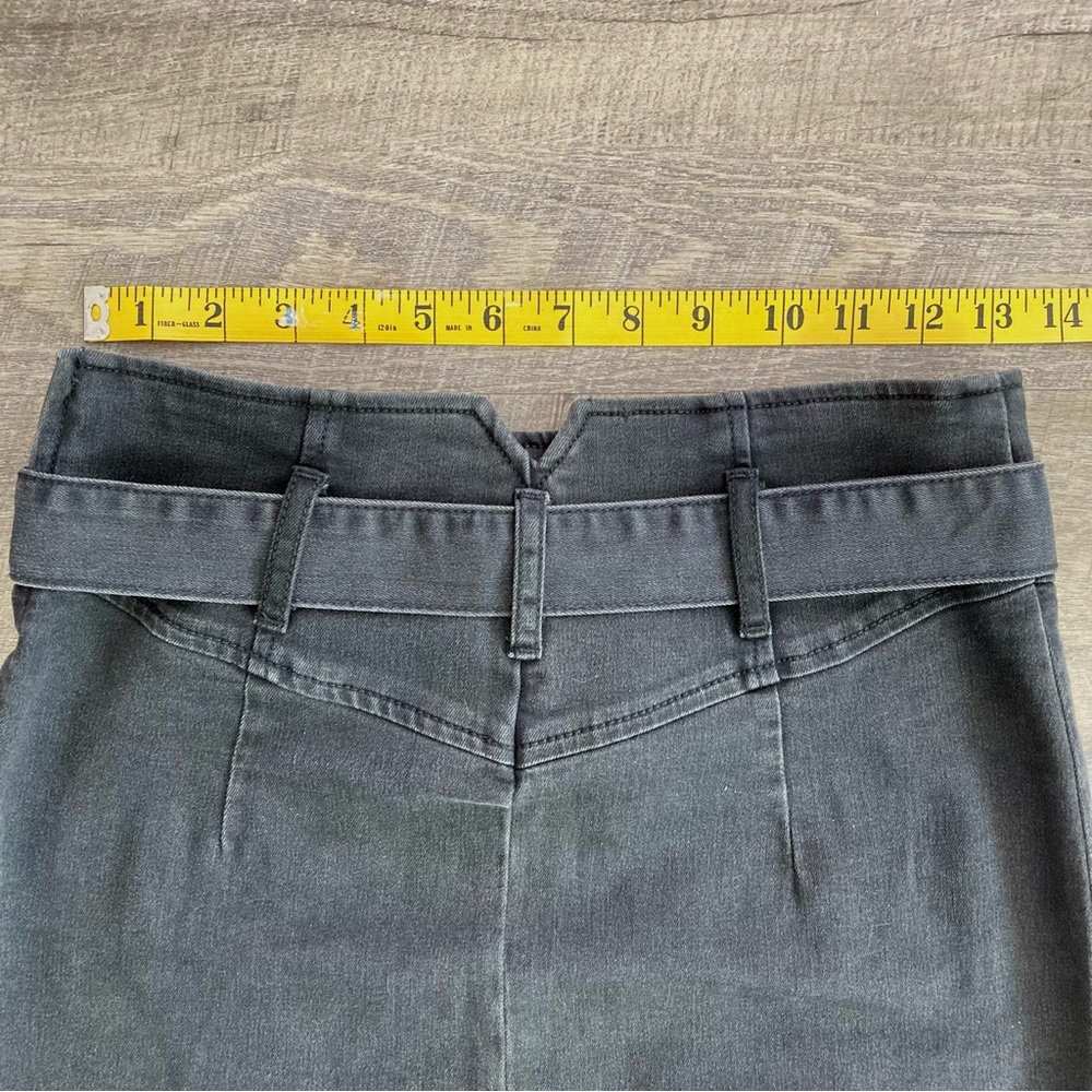 Free People Belted Zip Denim Mini Skirt Size 6 Washed Black Color - Picture 6 of 8